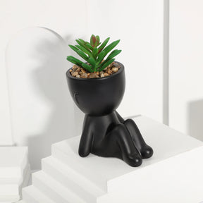 Xiya flor artificial aloe vaso de planta preto personagem em miniatura pote falso vaso planta atacado material pe decoração para casa