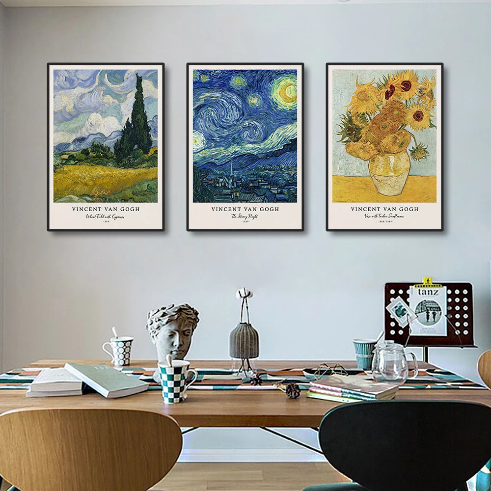 Vincent van gogh escritos impressões e cartazes grande trabalho a noite estrelada pintura em tela decorações para sala de estar arte da parede