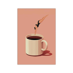 Retro café mergulho cartaz pintura em tela bom dia amante do café impressão arte da parede para sala de estar casa cozinha decoração sem moldura
