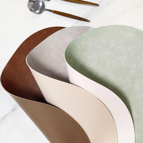 Inmos 4 peças de tapete de mesa de couro sintético estilo couro à prova d'água e resistente a óleo, placemat retangular de dupla face, design sem lavagem
