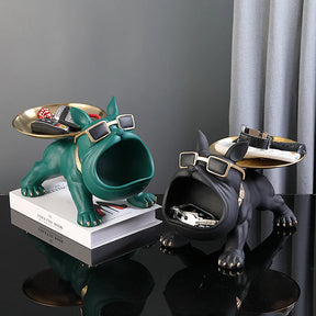 30cm decoração de casa estatueta bulldog estátua do cão caixa armazenamento ornamento animal resina artesanato arte escultura estatueta casa filhote de cachorro escultura