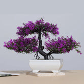 Plantas artificiais bonsai pequena árvore simulação pote plantas flores falsas mesa vaso ornamentos para hotel jardim decoração de casa