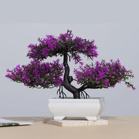 Plantas artificiais bonsai pequena árvore simulação pote plantas flores falsas mesa vaso ornamentos para hotel jardim decoração de casa