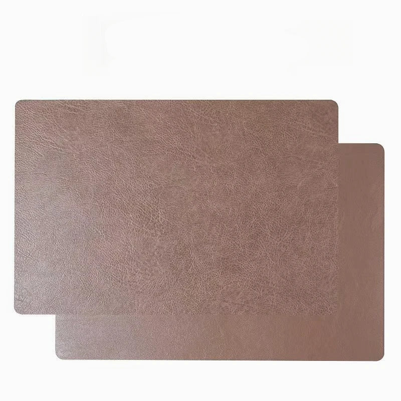 Inmos 4 peças de tapete de mesa de couro sintético estilo couro à prova d'água e resistente a óleo, placemat retangular de dupla face, design sem lavagem