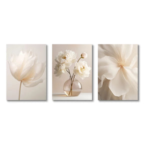1pc/3 pçs sem moldura nórdico bege peônia flores pintura em tela moderna floral botânico cartazes estética arte da parede decoração para casa