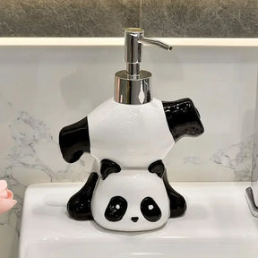Criativo crianças panda dispensador de sabão cerâmica forma panda saboneteira acessórios decoração do banheiro shampoo garrafa meninas presente