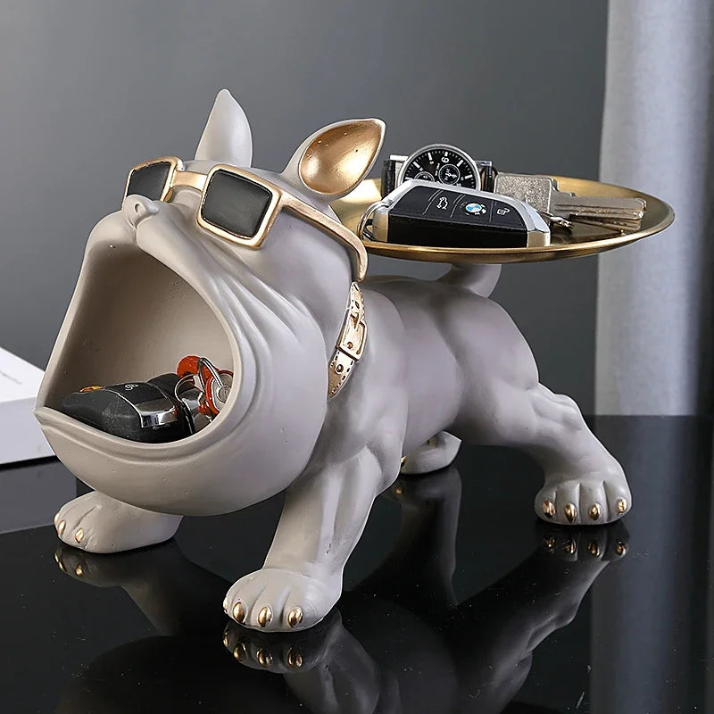 30cm decoração de casa estatueta bulldog estátua do cão caixa armazenamento ornamento animal resina artesanato arte escultura estatueta casa filhote de cachorro escultura