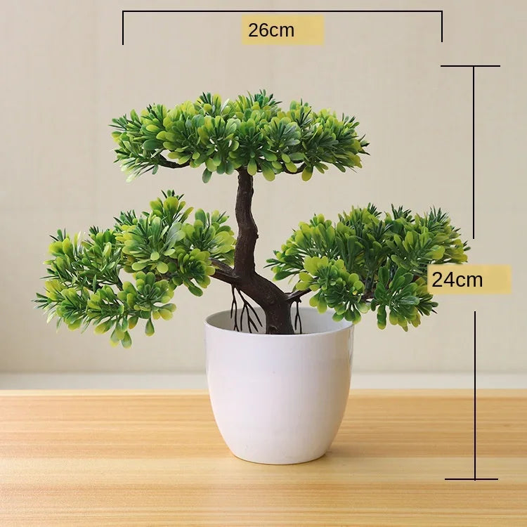 Plantas artificiais em vaso bonsai verde pequena árvore plantas flores falsas ornamentos em vaso para casa decoração do jardim festa decoração do hotel