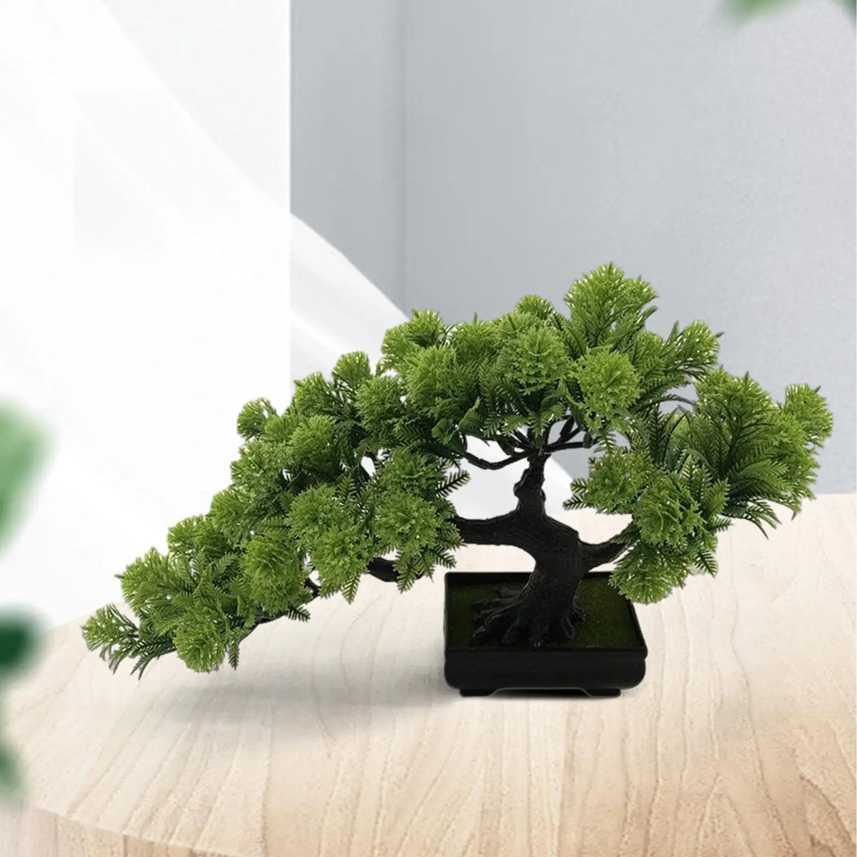 Simulação de árvore de pinho bonsai artificial, plantas em vasos, árvore de exibição de mesa para estante, sala de estar, decoração de peitoril de janela
