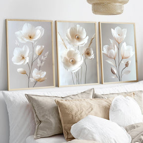1pc/3 pçs sem moldura nórdico bege peônia flores pintura em tela moderna floral botânico cartazes estética arte da parede decoração para casa