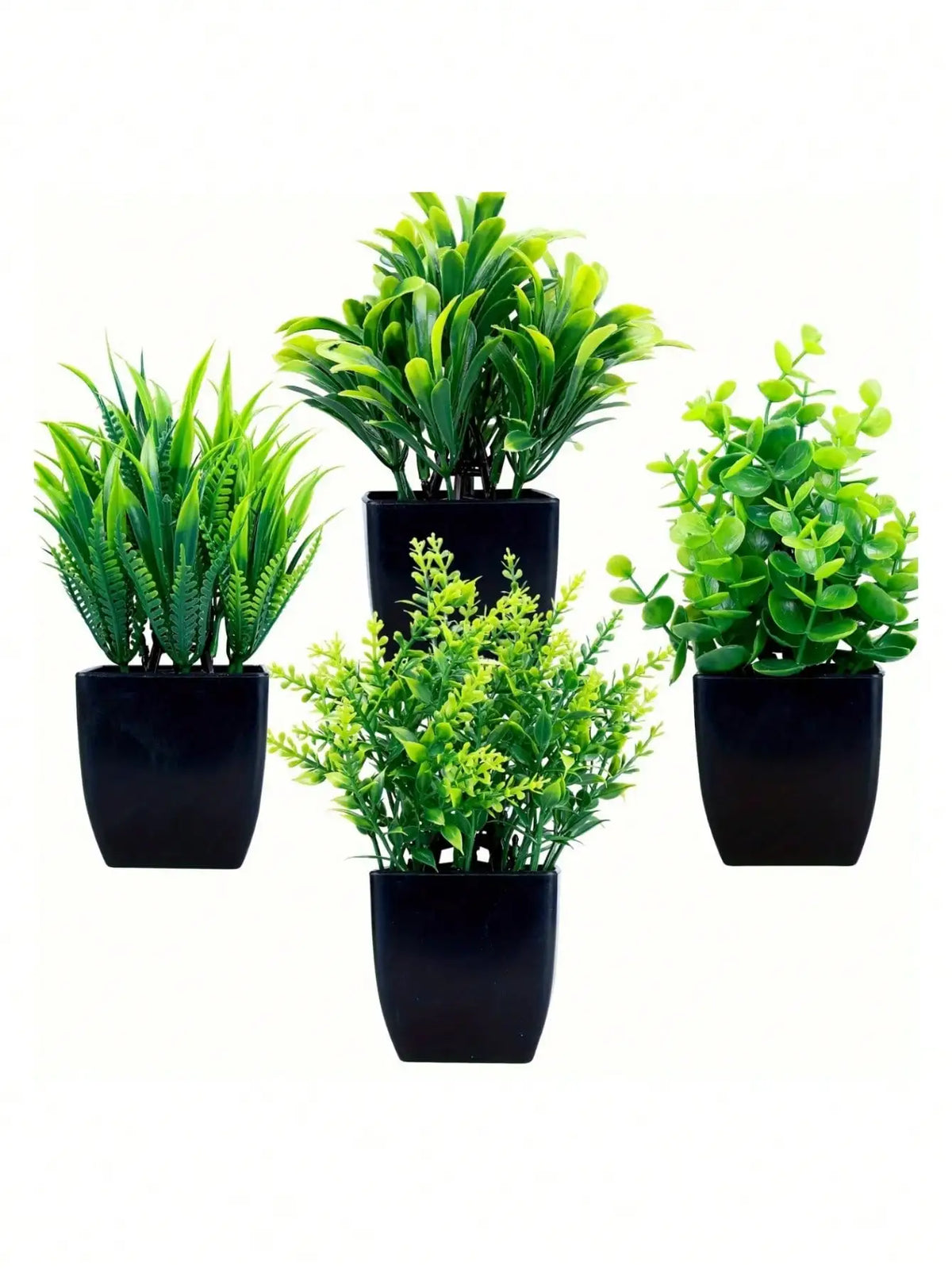 1pc planta falsa pote preto, mini planta artificial em vaso de eucalipto para decoração de mesa de banheiro de fazenda de escritório doméstico interno