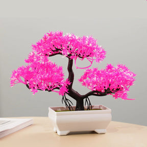 Plantas artificiais bonsai pequena árvore simulação pote plantas flores falsas mesa vaso ornamentos para hotel jardim decoração de casa