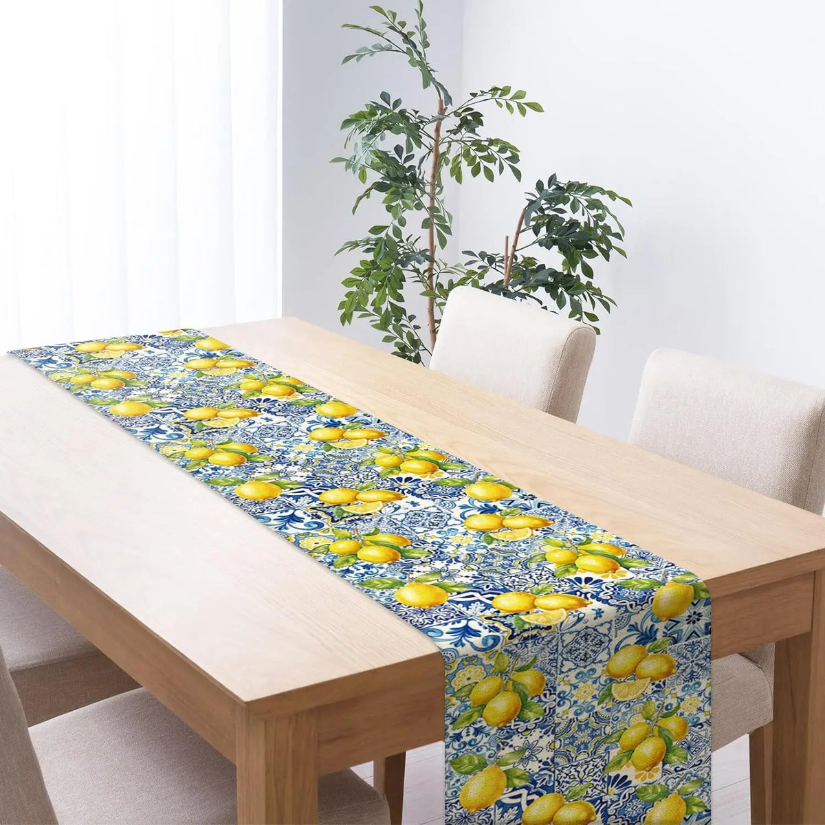 Verão limão telhas linho corredor de mesa festa de férias decoração reutilizável fazenda cozinha mesa de jantar corredor decorações de casamento