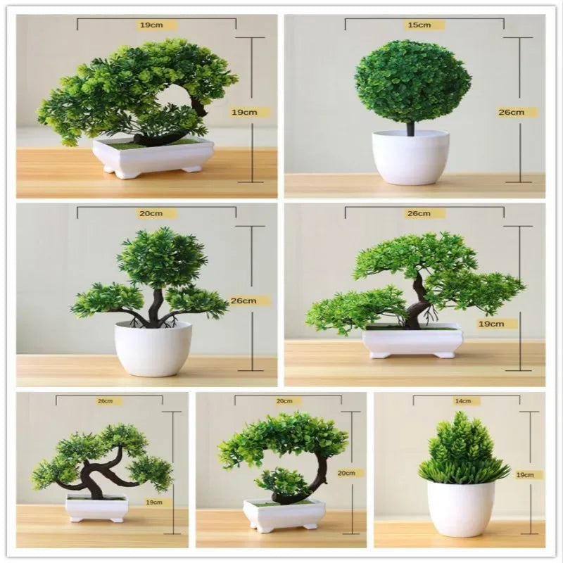 Plantas artificiais em vaso bonsai verde pequena árvore plantas flores falsas ornamentos em vaso para casa decoração do jardim festa decoração do hotel