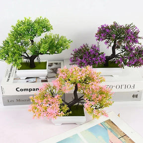Pote Pequeno Artificial De Bonsai, Planta Falsa, Flores, Enfeites Em Vaso, Decoração De Mesa De Quarto De Casa, Decoração Do Jardim Do Hotel