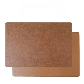 Inmos 4 peças de tapete de mesa de couro sintético estilo couro à prova d'água e resistente a óleo, placemat retangular de dupla face, design sem lavagem