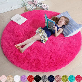 Tapete redondo de pelúcia super macio, tapete branco fofo para sala de estar, decoração de casa, quarto de criança, salão de beleza, pilha grossa