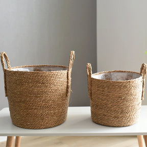 1pc nórdico artesanal palha tecido vaso de flores plantador cesta lavanderia roupas sujas armazenamento vaso jardim planta verde flor suportes