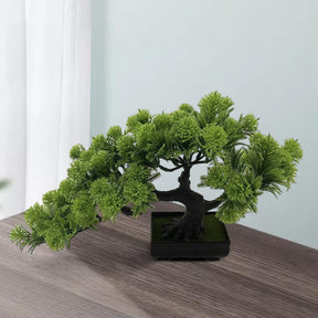 Simulação de árvore de pinho bonsai artificial, plantas em vasos, árvore de exibição de mesa para estante, sala de estar, decoração de peitoril de janela