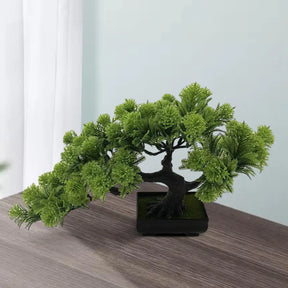 Simulação de árvore de pinho bonsai artificial, plantas em vasos, árvore de exibição de mesa para estante, sala de estar, decoração de peitoril de janela