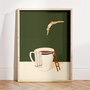 Retro café mergulho cartaz pintura em tela bom dia amante do café impressão arte da parede para sala de estar casa cozinha decoração sem moldura