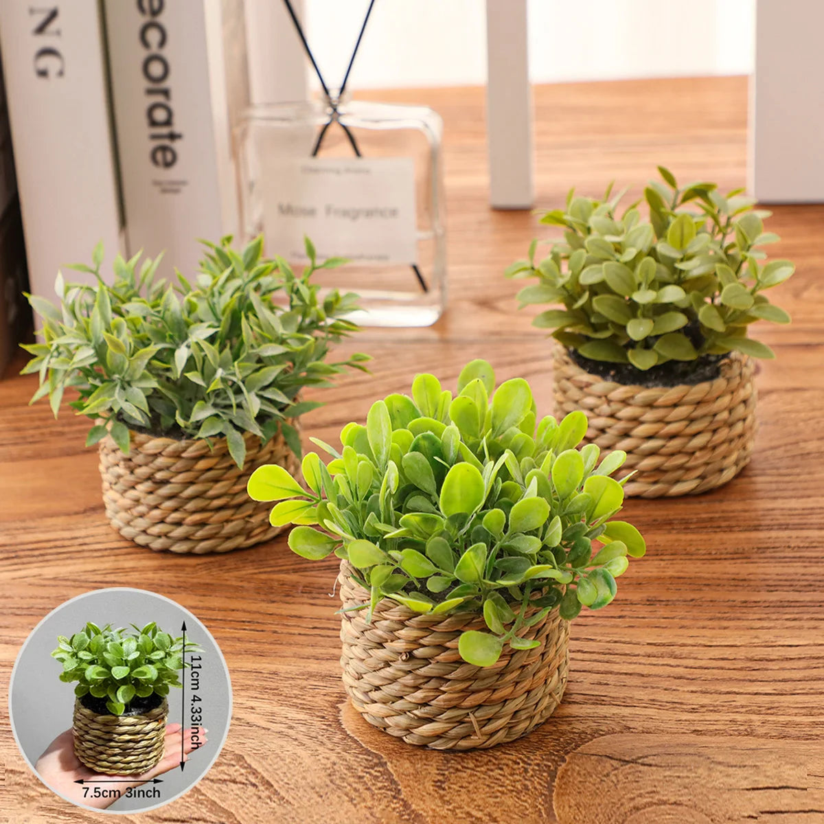 Xiya flor verde plantas artificiais eucalipto grama tecido pequenas vasos de plantas grama mound 11cm material pe decoração para casa