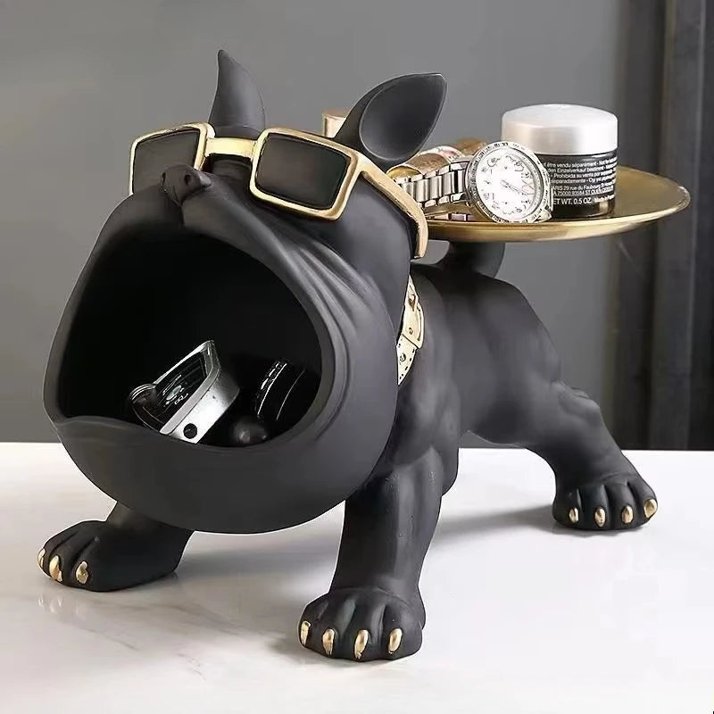 30cm decoração de casa estatueta bulldog estátua do cão caixa armazenamento ornamento animal resina artesanato arte escultura estatueta casa filhote de cachorro escultura