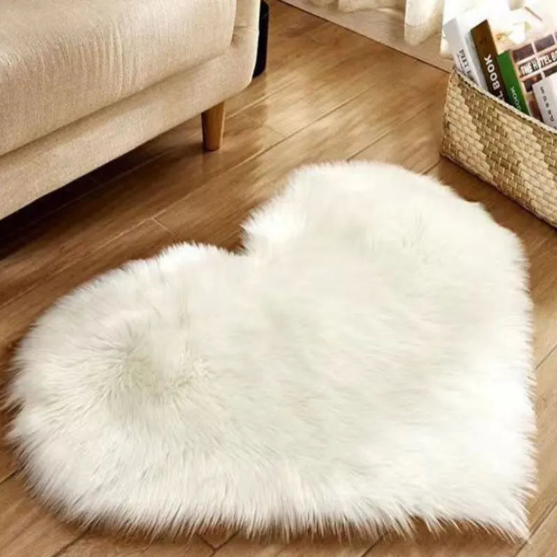30x40cm tamanho pequeno em forma de coração tapete fofo desgrenhado lã falsa tapete sofá almofada sala estar quarto tapetes decorativos