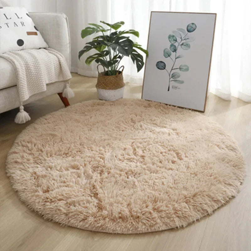 Tapete redondo de pelúcia super macio, tapete branco fofo para sala de estar, decoração de casa, quarto de criança, salão de beleza, pilha grossa