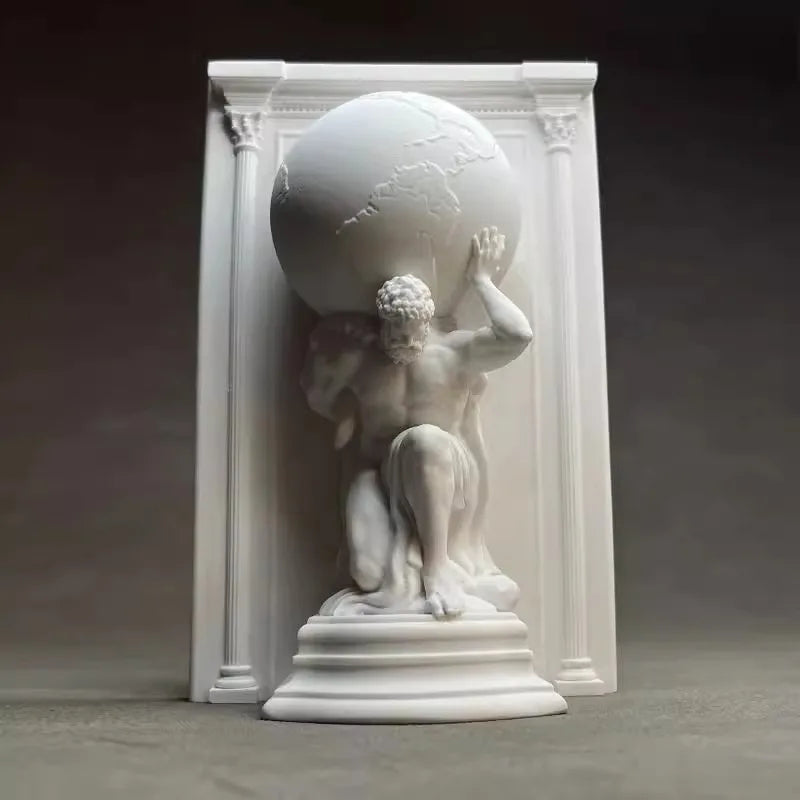 Guardião do pilar atlas estátua de gesso mesa para casa armário de vinho decoração deus grego da astronomia escultura estante ornamentos